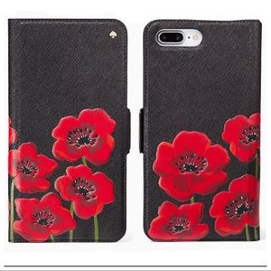 KATE SPADE LARGE POPPIES FOLIO PHONE CASE 7/8 PLUS